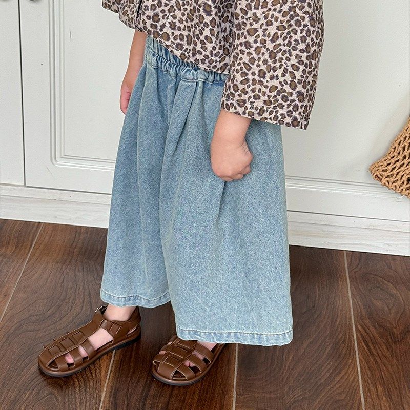 暮晨家新款夏装2024男童薄款浅色牛仔裤中小童宽松阔腿短裤七分裤