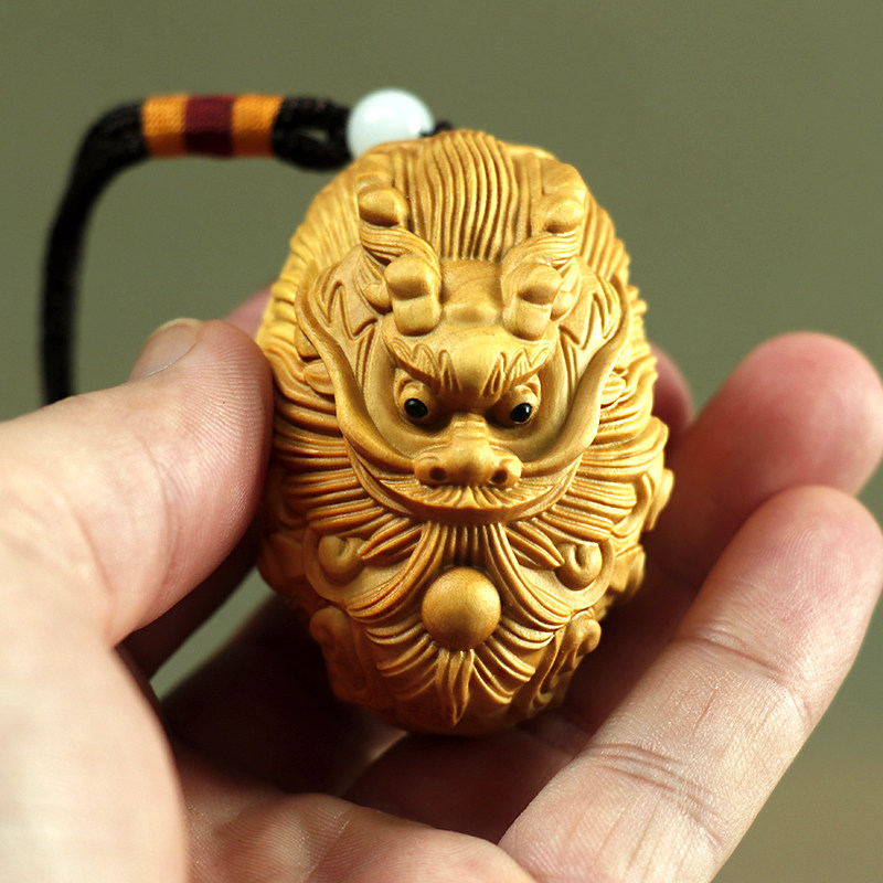 黄杨木雕刻中式家居祥龙戏珠挂件工艺品文玩手把件男挂饰生肖龙珠