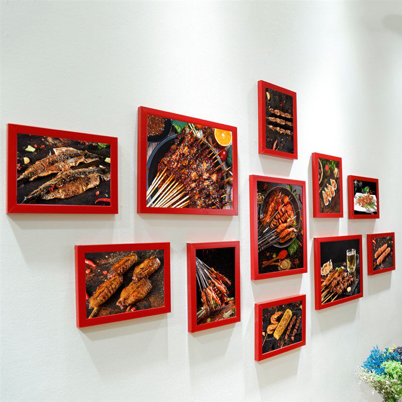 淄博美食烧烤店照片墙装饰画烤串有框挂画海鲜串串墙壁画组合相框