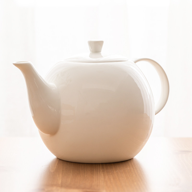 纯白陶瓷大号高温泡茶壶过滤冷水壶骨质瓷咖啡壶家用茶壶茶具瓷器
