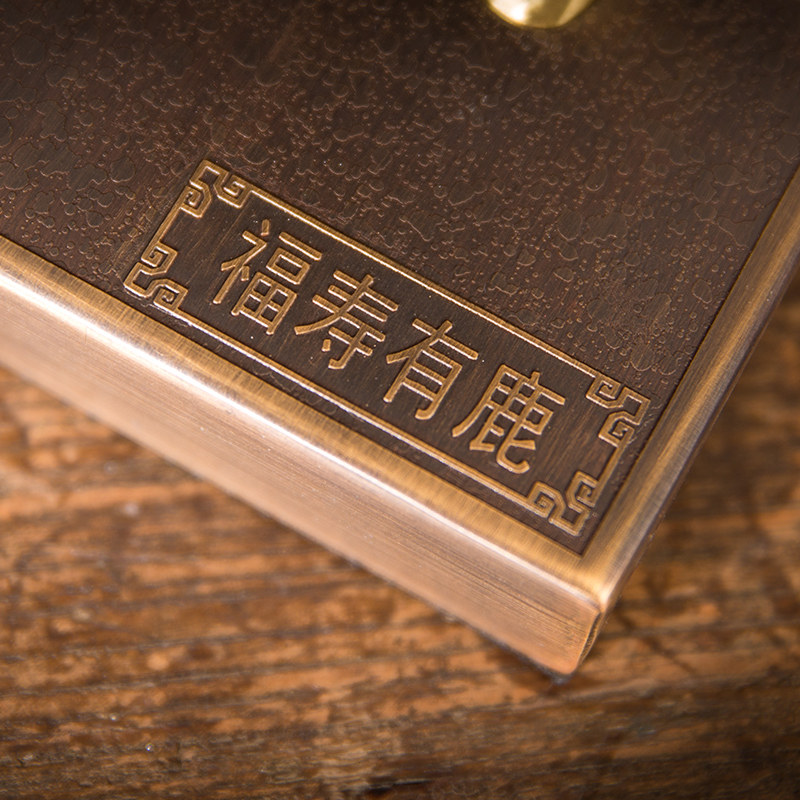 朱炳仁铜 福寿有鹿客厅办公桌中式艺术品创意家居装饰品铜雕礼品