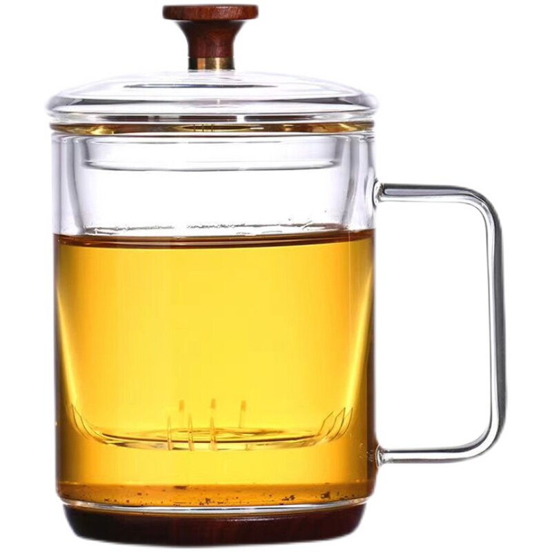 木底玻璃杯绿茶耐热泡茶杯龙井猴魁茶水分离办公室高档茶杯送礼男