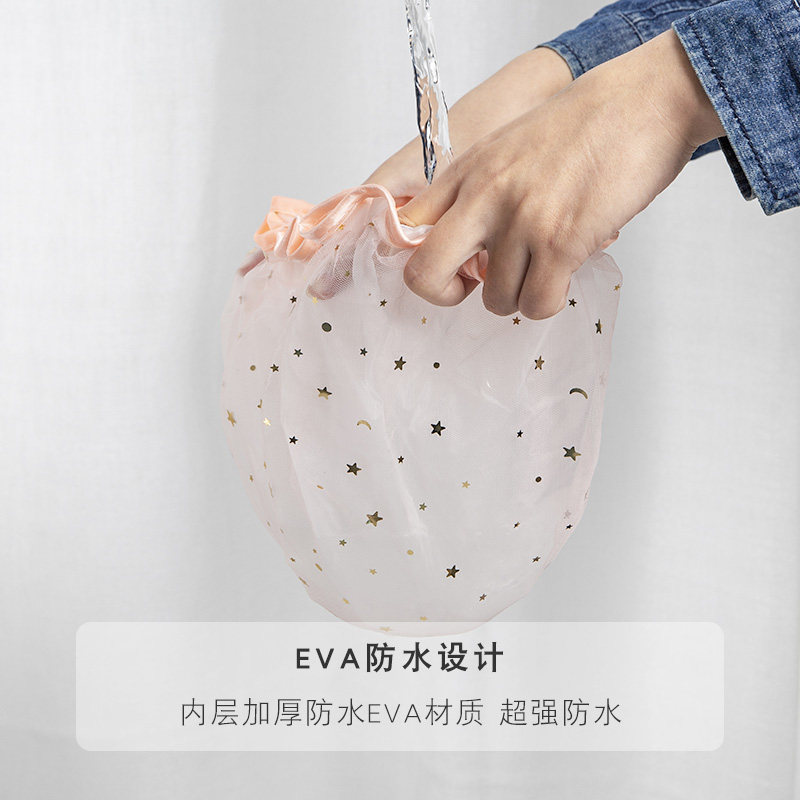 浴帽女防水洗澡加厚沐浴头发罩女款沐浴洗头套高级蕾丝防油烟帽子