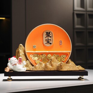 招财猫摆件客厅招财流沙画玄关装饰品背靠金山银山乔迁新居礼品