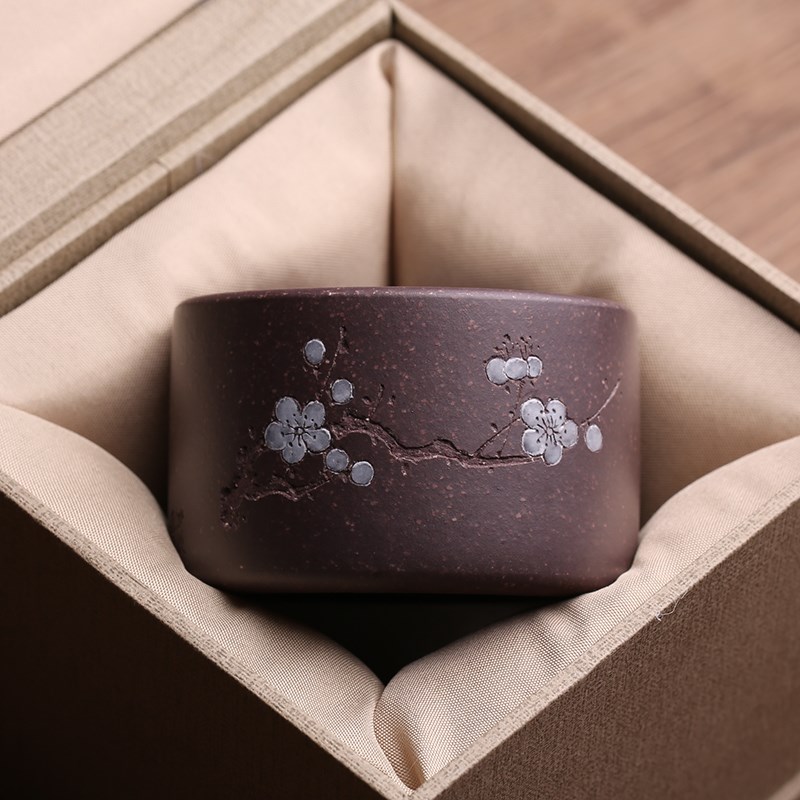宜兴原矿紫砂主人杯墨梅沉香茶杯品茗杯纯手工名家吴春艳功夫茶具