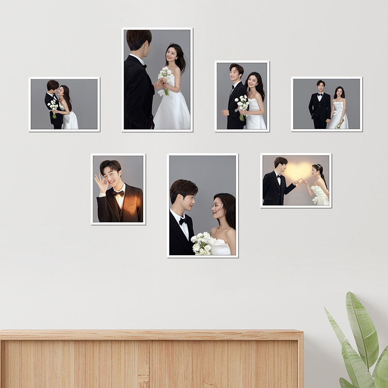 定制diy婚纱照片墙挂墙组合创意装饰墙洗照片做成相框高级感8寸