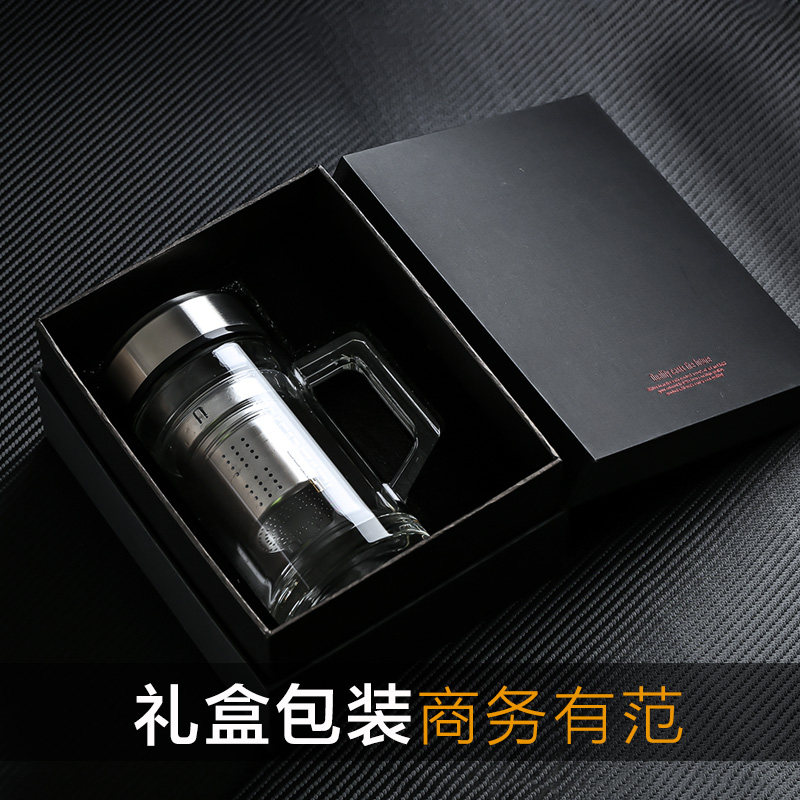 英国ORTOR双层玻璃杯带手柄过滤办公杯带盖家用水杯男女士泡茶杯