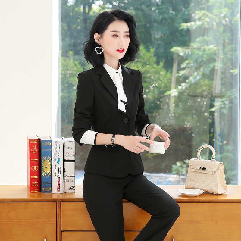 黑色西装外套女春秋新款正装套装女大学生面试职业装小西服工作服