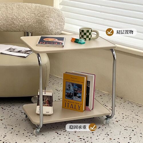 霍客森简约可移动沙发边几家用客厅收纳小推车子北欧双层置物角几