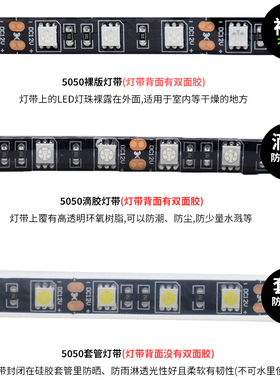 led灯带12V黑板滴胶防水5050七彩RGB爆闪变色汽车背景墙装饰灯带