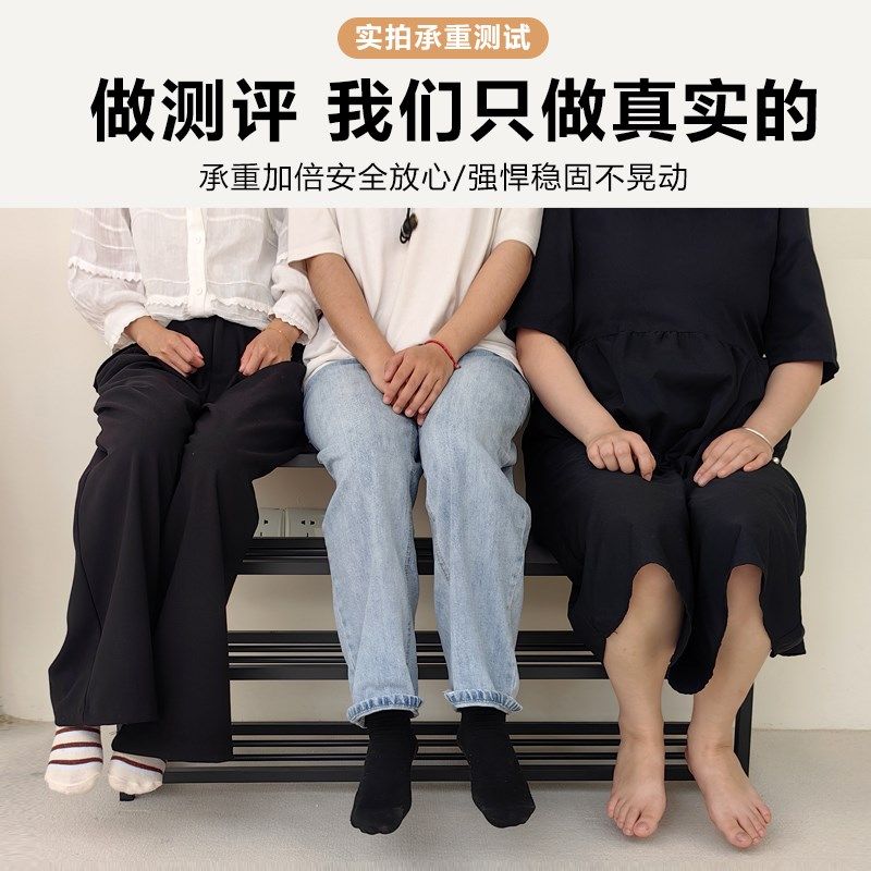 入户门换鞋凳轻奢高级感鞋柜坐凳一体门口不锈钢窄身鞋架分隔层