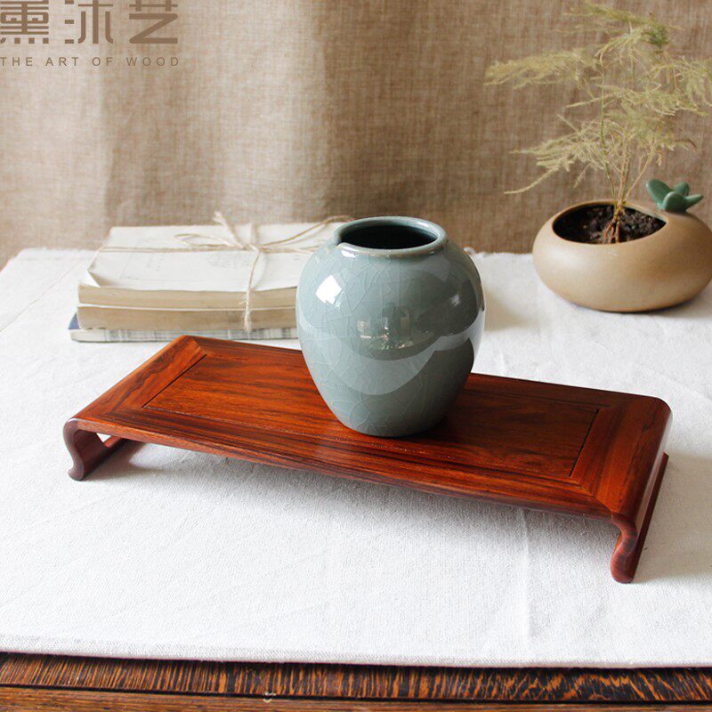 长方形底座实木书卷红木紫光檀摆件托架紫砂荼壶花瓶工艺品底座