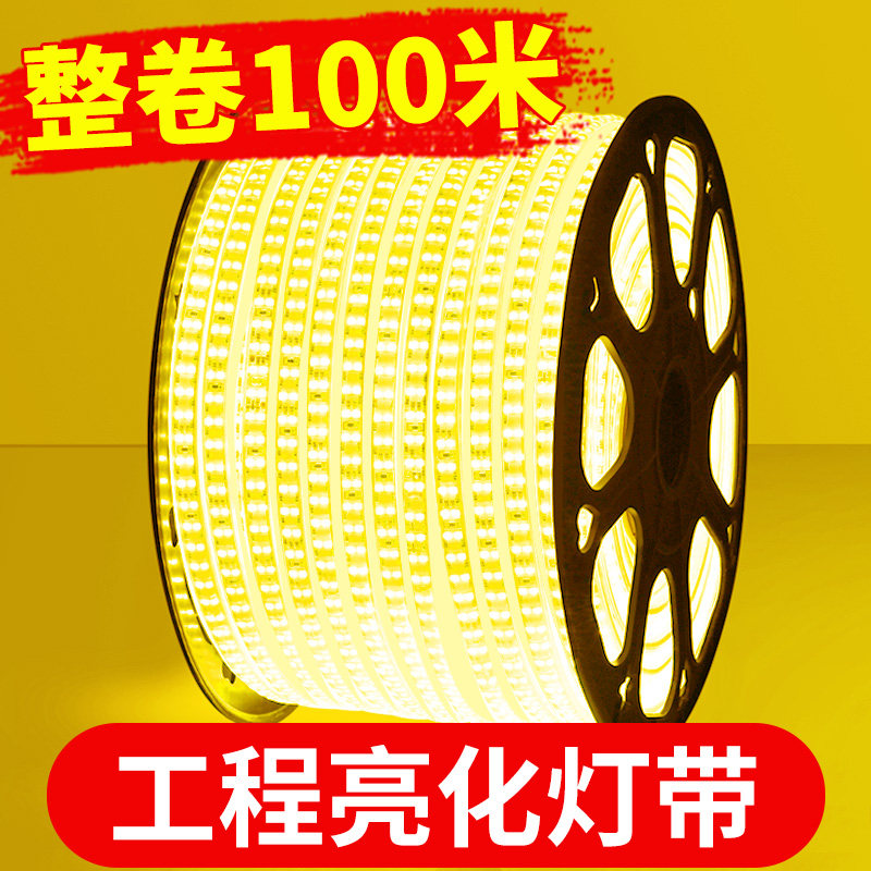 led灯带户外防水灯条220v超亮家用客厅吊顶工程亮化三色室外暖光