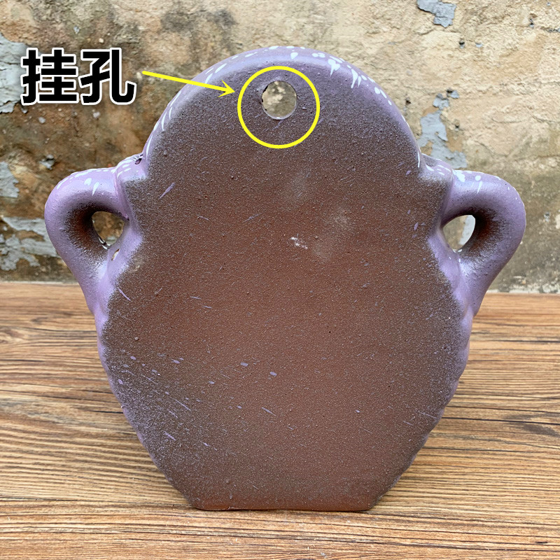 挂壁多肉植物花盆手工陶艺无孔陶瓷创意老桩花盆垂吊粗陶土陶罐子