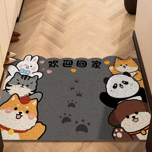 卡通入户门垫家用丝圈进门脚垫pvc地毯玄关门口防滑门垫可裁剪