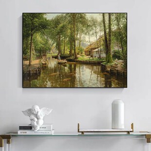 丹麦风景油画大师蒙森德名画山水装饰画客厅餐厅办公室玄关挂画
