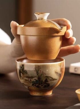 功夫茶壶旅行茶具套装便携式旅游泡茶装备陶瓷户外一壶三杯快客杯