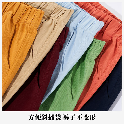 男童卡其色五分裤子儿童夏季校服短裤外穿大童休闲童装西装裤中裤