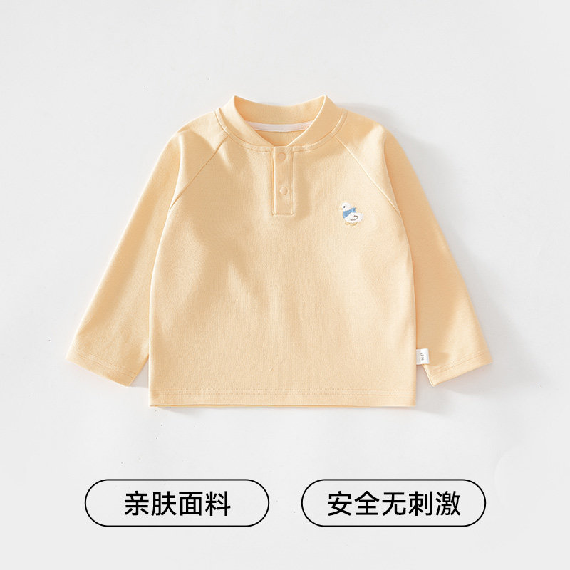 男女宝宝春秋舒绒单上衣童装婴幼儿长袖T恤打底衫小童立领内搭