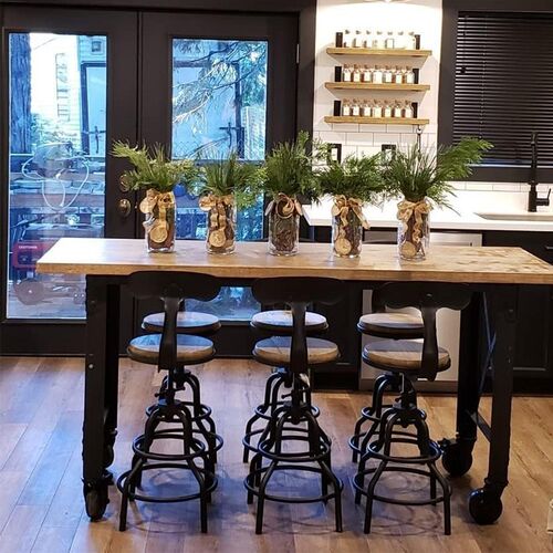 工业风复古酒吧椅民宿前台升降实木吧台凳家用简易餐椅高脚吧凳