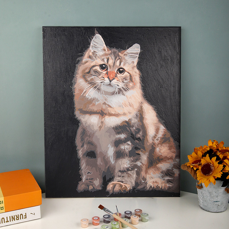 数字油画宠物猫咪照片diy定制手工油彩画画动物填色填充手作装饰