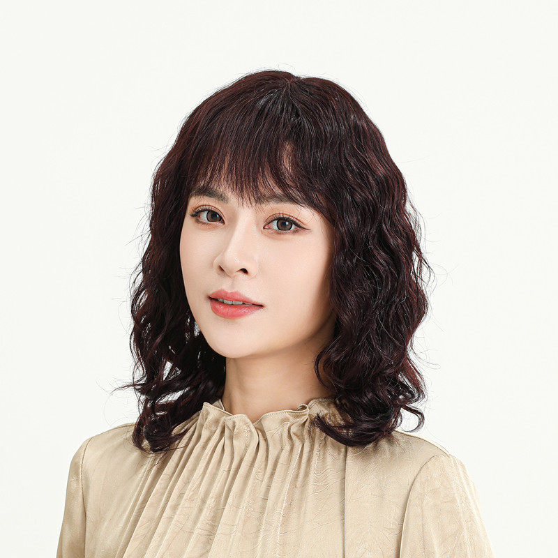 假发女长发中长卷发真人发丝中老年妈妈发型羊毛卷自然透气假发套