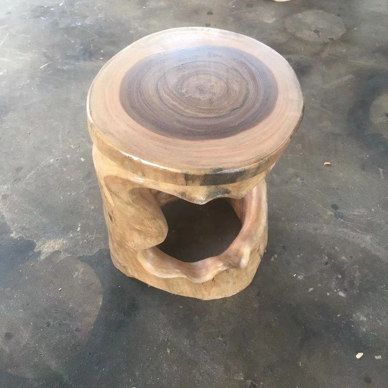 网红根雕凳子实木墩木桩底座原木香樟花架底座茶几桌树桩镂空矮凳