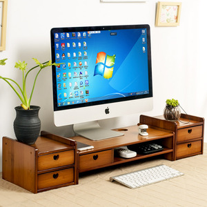 艾品楠竹台式电脑显示器增高架子屏幕托架底座支架桌面收纳置物架