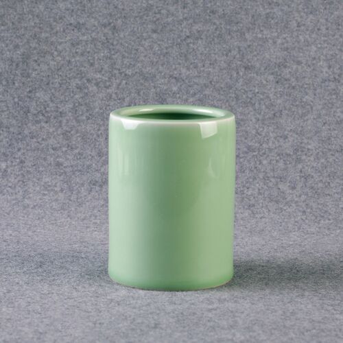 毛笔筒陶瓷青釉色 文房四宝精品摆件书法用品毛笔瓷器 中号放笔筒