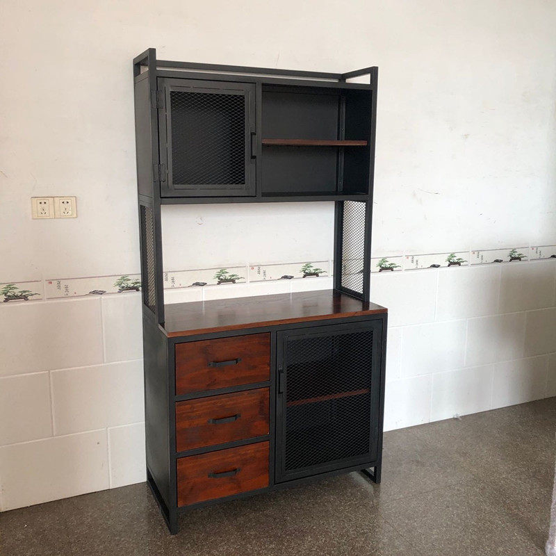 工业风铁艺餐边柜实木多功能厨房客厅餐厅组合储物柜碗柜收纳柜子