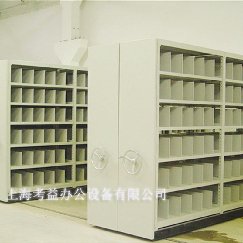 服装存放密集货架 物流仓储移动货架 金属移动货柜 手摇柜摇臂柜