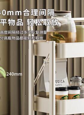 可折叠置物架小推车落地家用室内客厅卧室茶几边几沙发边柜收纳架