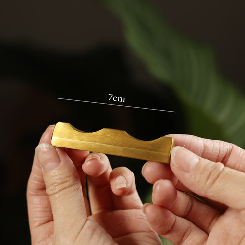 原创仿古黄铜小笔搁自主研发创意笔搁笔架一物多功能文房四宝镇尺