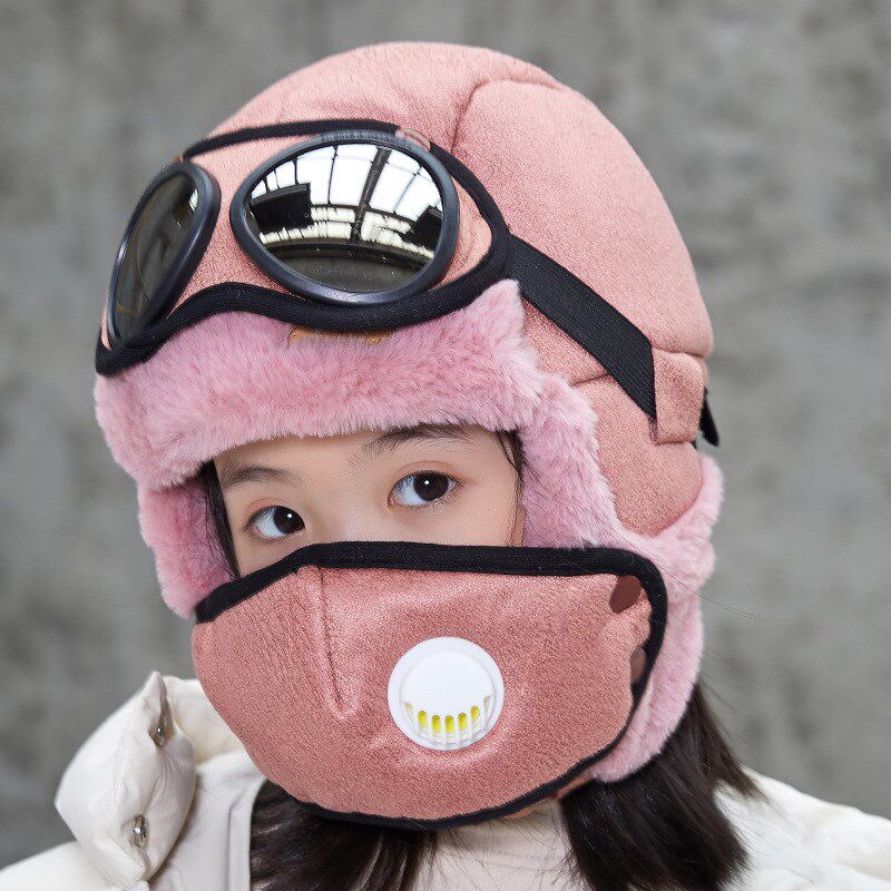 冬季儿童滑雪雷锋帽男童女孩加绒保暖防风护耳可爱防风东北玩雪帽