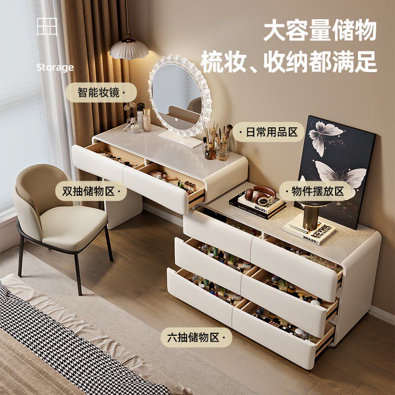 晶钻面新款实木梳妆台卧室现代简梳妆台/桌