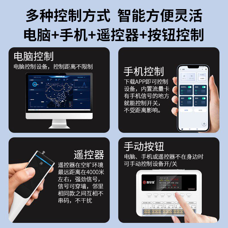 4G智能手机远程无线遥控开关380v三相电抽水泵遥控开关220v两相电