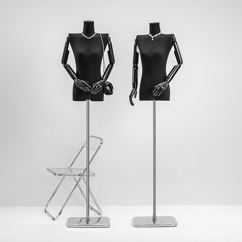 黑色平肩模特道具全半身服装店直角肩扁身平胸橱窗展示架女装专用