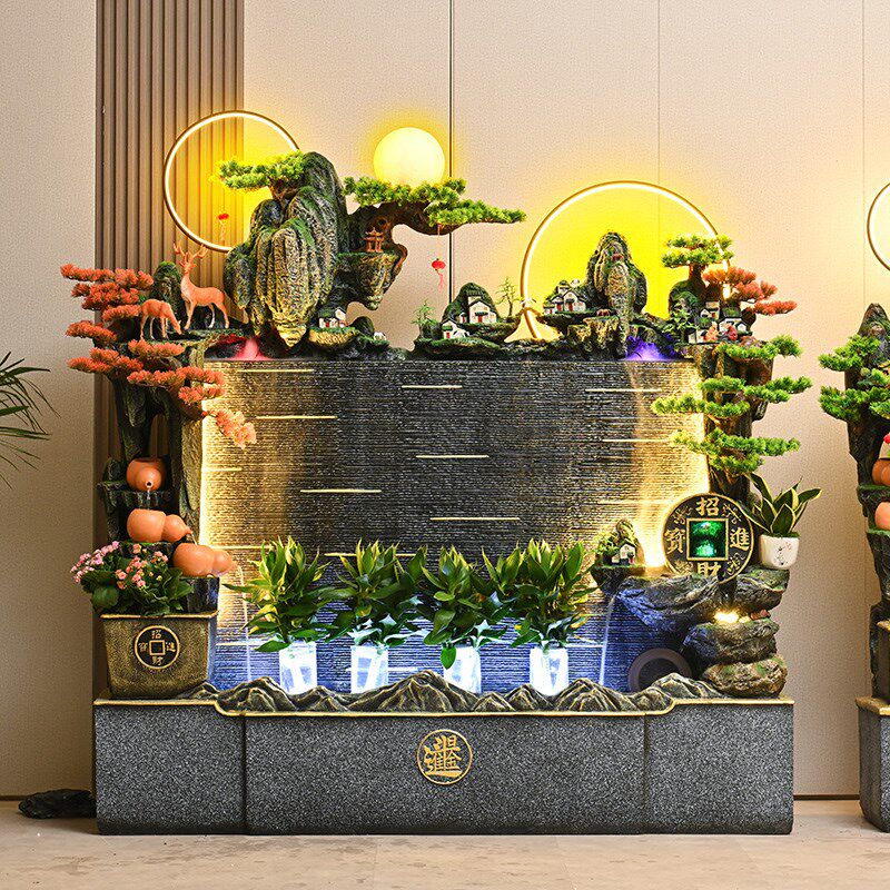大型假山流水喷泉落地摆件客厅阳台生财开业礼品风水轮养鱼循环水