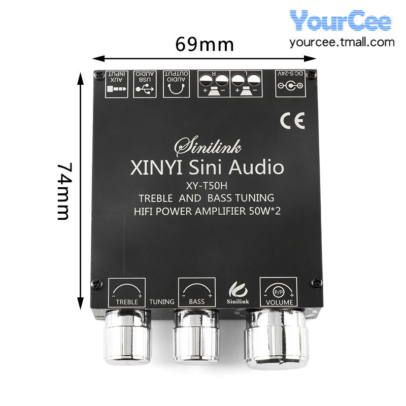 XY-T50H 50W*2蓝牙5.0带前级高低音调节立体声数字功放板模块