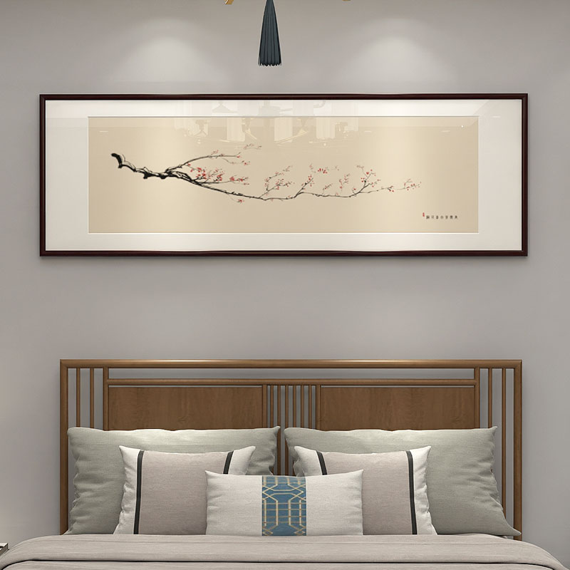 兰花挂画新中式梅花竹子画中国风客厅装饰画餐厅画卧室床头画横版