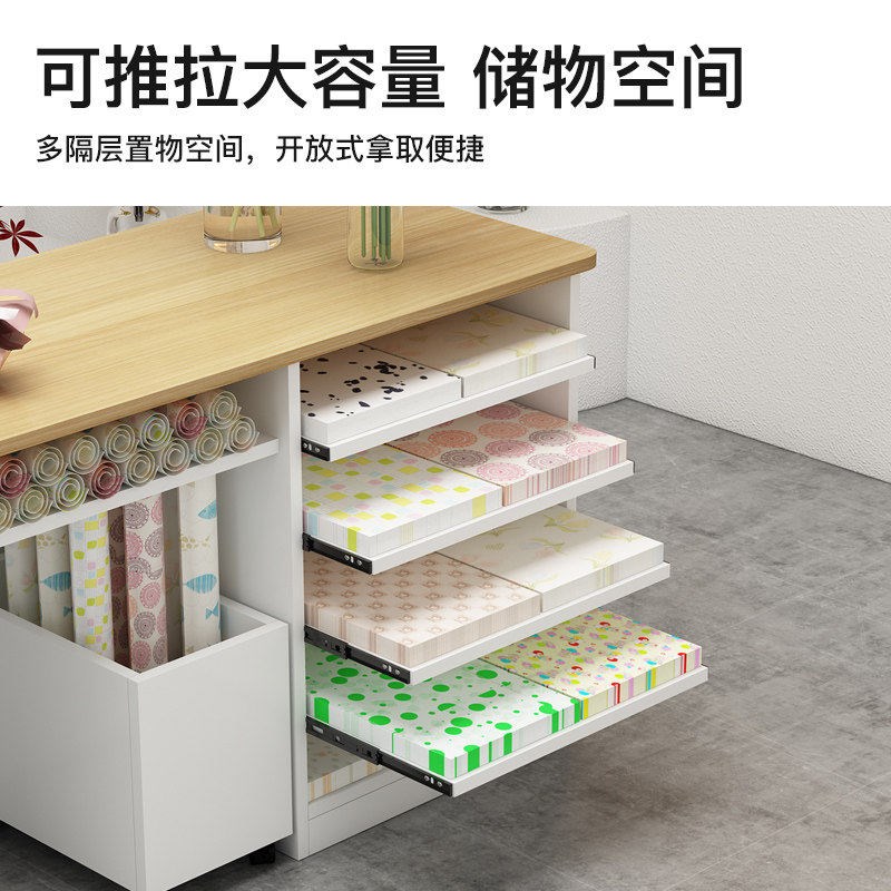 花店吧台收银台插花收纳打包工作台花艺鲜花操作台展示储物柜台桌