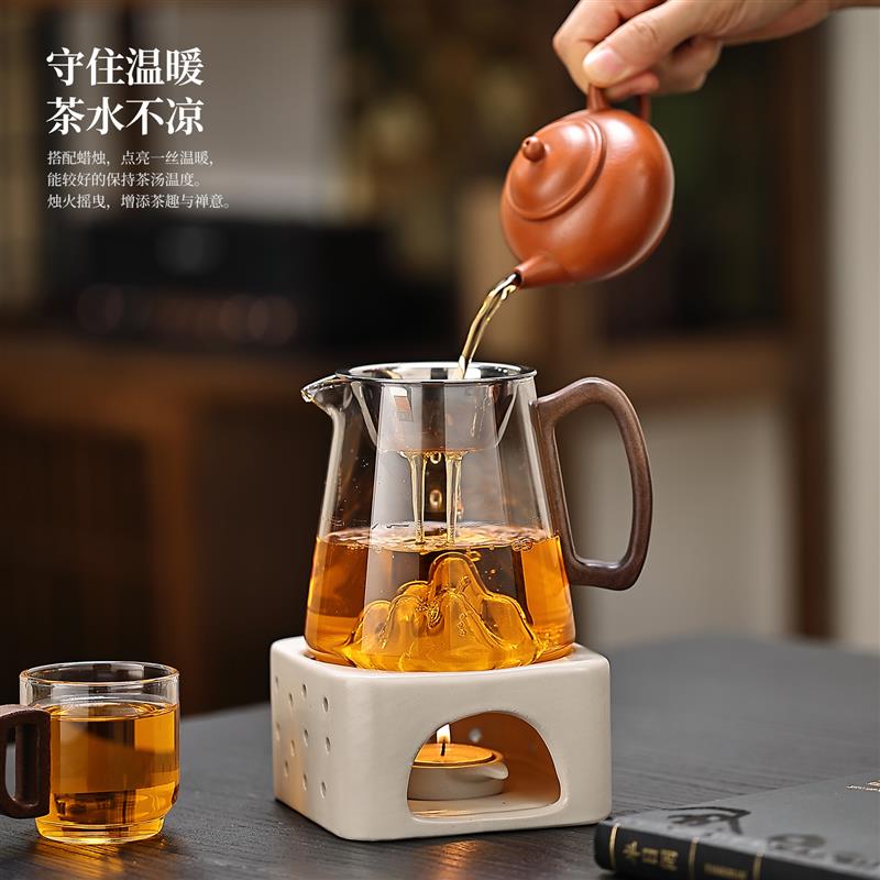 耐热玻璃公道杯陶瓷蜡烛温茶器烤茶底座热茶器家用办公加热温茶炉
