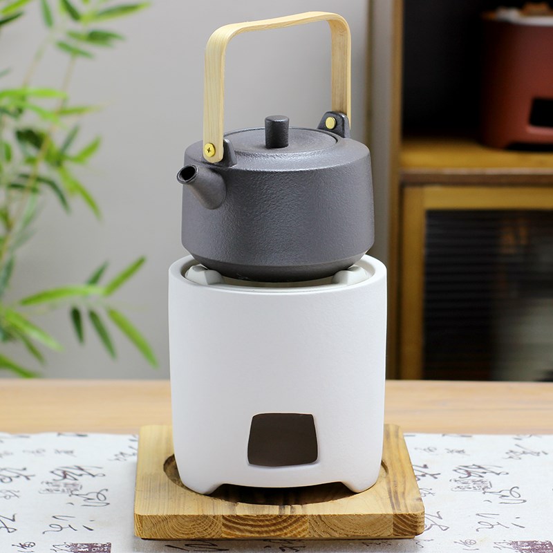 中式提梁茶壶煮茶器粗陶碳炉黑釉磨砂烧水壶耐高温家用炭炉子套装