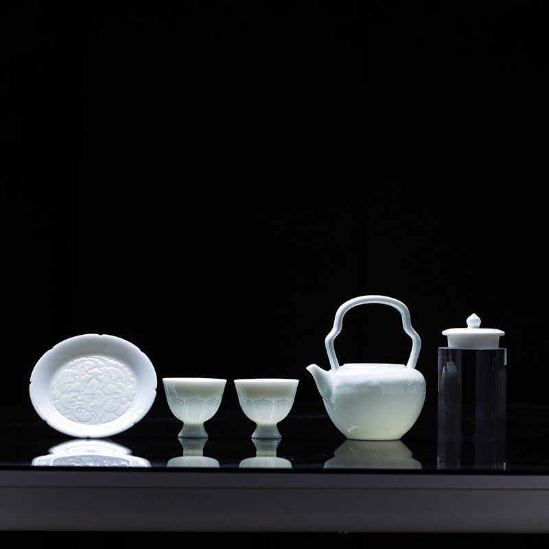 叁先生 荷韵仿宋影青湖田窑功夫茶具套装景德镇商务公司高档礼品