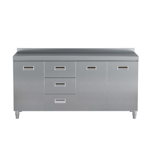 304不锈钢厨房整体橱柜一体灶台整体白钢简易储物收纳碗盘柜子农