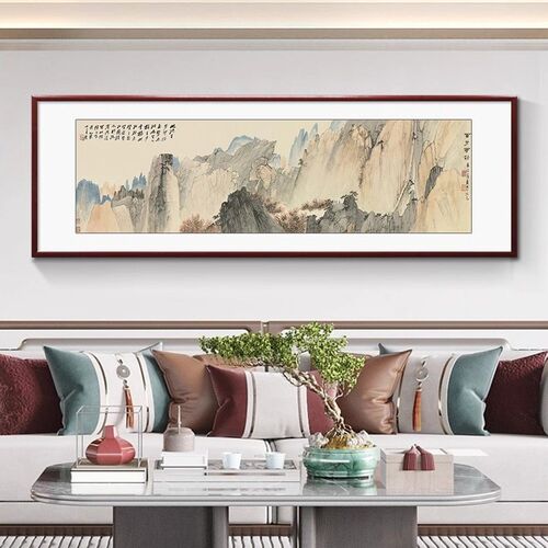 张大千山水画客厅挂画新中式沙发背景墙装饰画大气手绘国画办公室