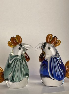 琉璃手工琉璃咕咕母鸡车载摆件家居装饰摆件小兔子猫头鹰小动物