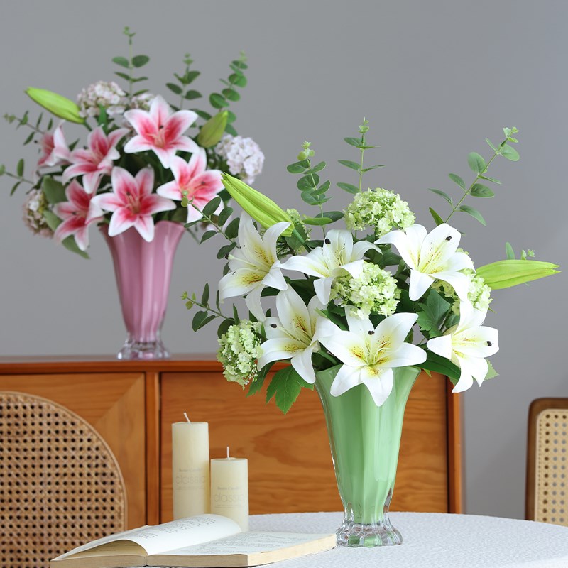高级感逼真百合花绣球仿真花束假花摆设轻奢高端客厅花艺摆件装饰