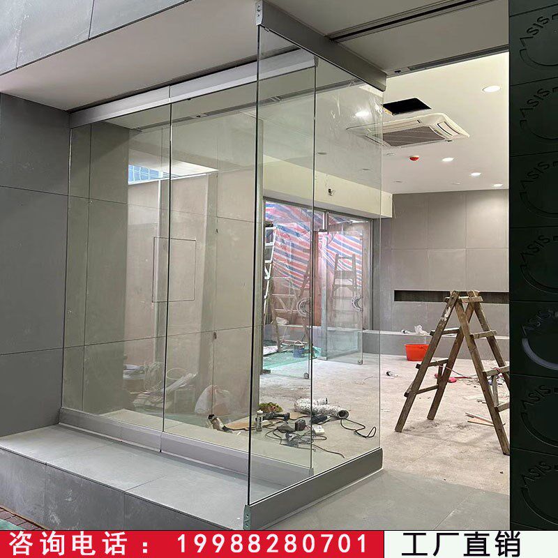 铝合金无边框吊夹玻璃门钢化玻璃折叠门阳台吊轨推拉移动店铺隔断
