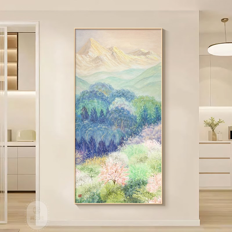 野地美树子治愈风景画入户玄关装饰画原木风森系唯美走廊过道挂画